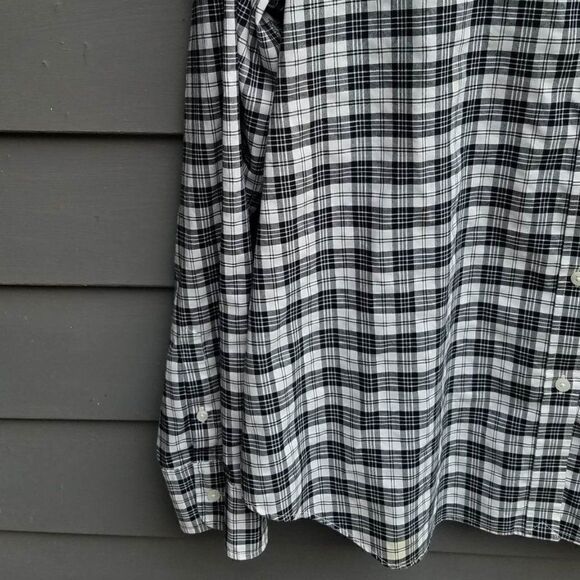 Chaps Black White Plaid Cotton No Iron Button Down Shirt size XL - Picture 7 of 7